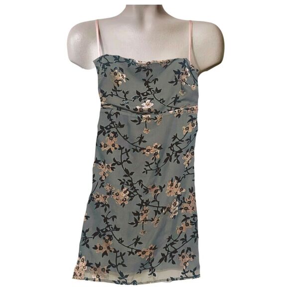 Whimsygoth Charcoal Moody Floral Burnout Sheer Mini Dress Medium - Picture 4 of 16